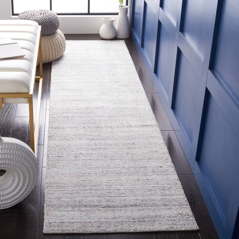 SAFAVIEH Handmade Mirage Tybritt Modern Wool/ Viscose Rug - 2'3" x 9' Runner - Ivory/Grey