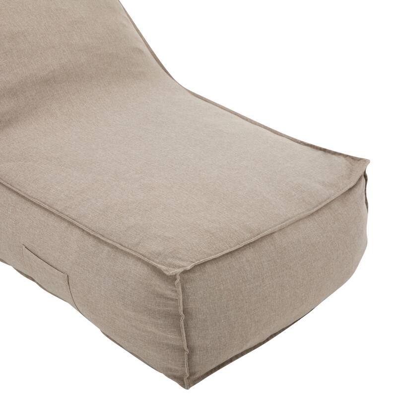 Roomfitters Perry Outdoor Bean Bag Lounge Chair with Water Repellent Fabric, Half Length Design, Beige