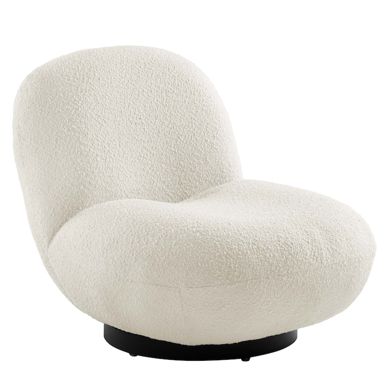 Kindred Boucle Upholstered Swivel Chair with Matte Black Base