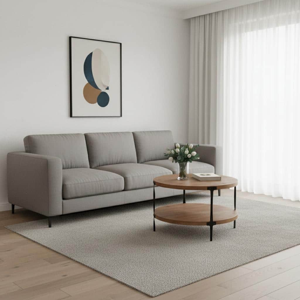 HomeRoots 31" Walnut and Black Wood and Steel Round Coffee Table With Shelf - 30.71 in. x 18.11 in. x 30.71 in.