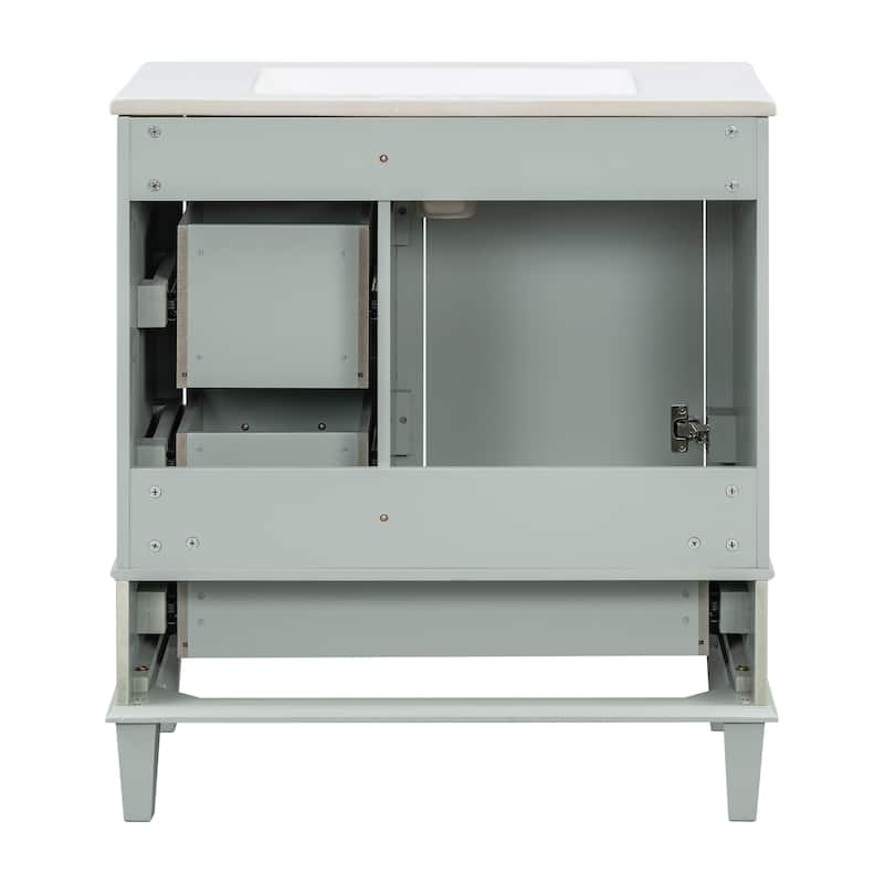 Roomfitters 30" Bathroom Vanity, Modern Cabinet with Sink Combo Set, Storage with Soft-Close Door and 3 Drawers