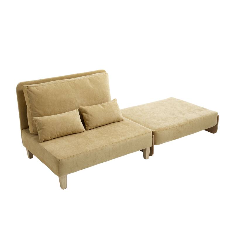 Chenille 3-in-1 Convertible Sofa Bed Chair with 3 Pillows and Storage Pockets