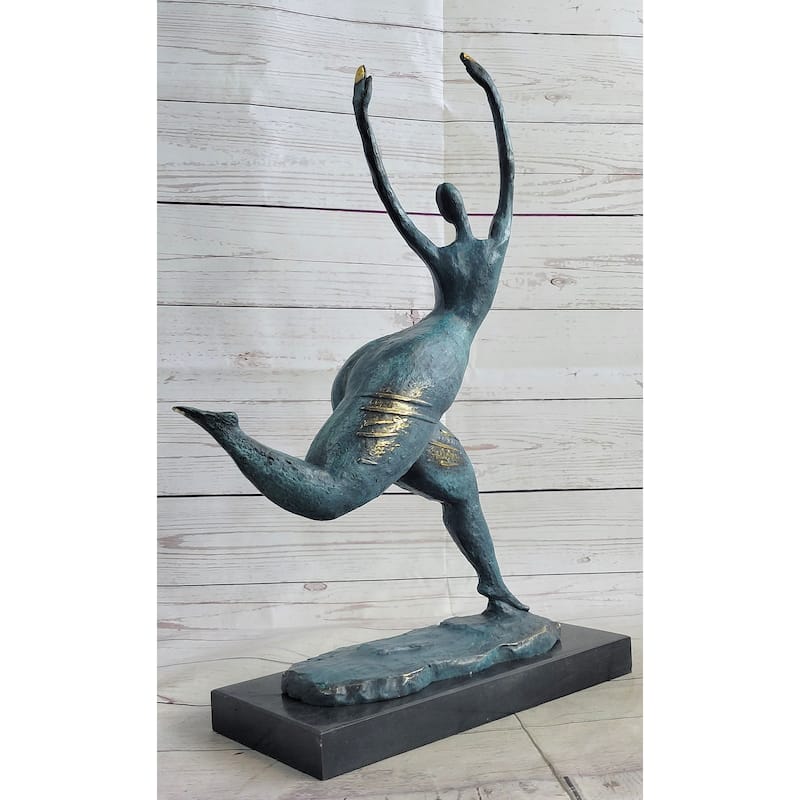 Modern Art Running Dancing Curvy Woman Bronze Figure Statue Sculpture 18 Inches X 14 Inches