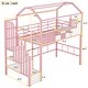 preview thumbnail 3 of 20, Metal Twin Loft Bed with Roof Design and Storage Box, Pink