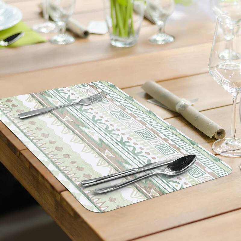 Watercolor Cacti 4 Pack Reversible Easy Care Flexible Plastic Placemats Made in The USA BPA Free Easily Wipes Clean