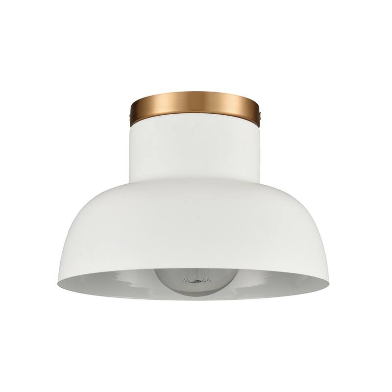 Elk Home Lewellen Matte White With White Dome Shade 1 Light Semi Flush