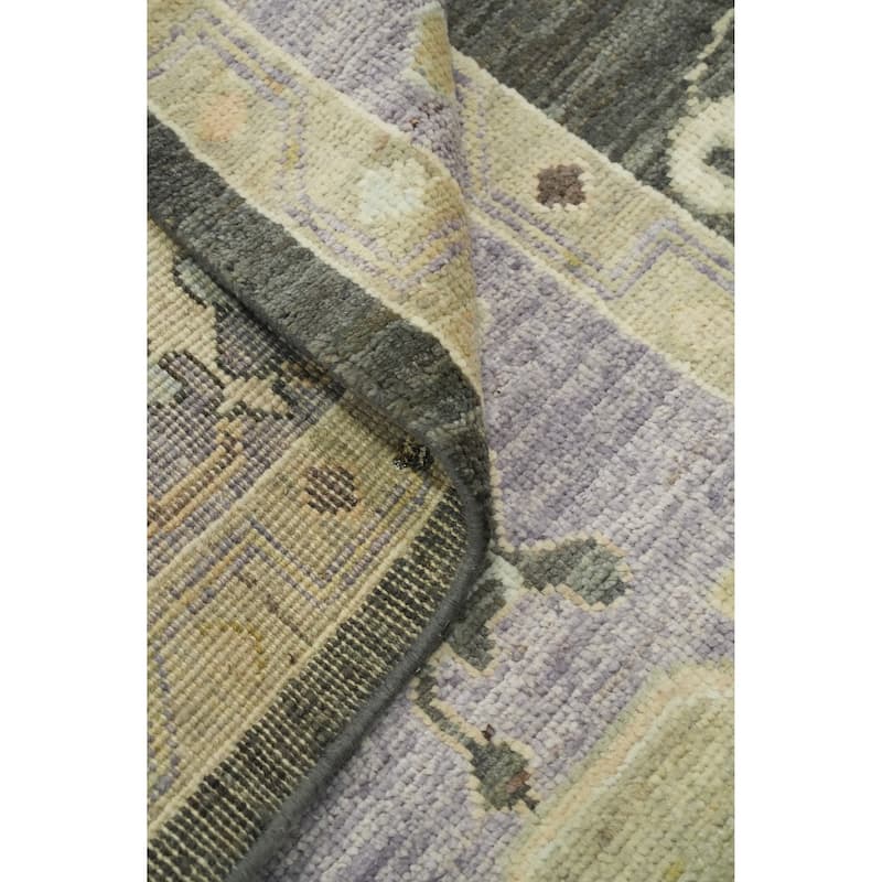 Vegetable Dye Wool Oushak Turkish Area Rug, Floral geometric Carpet - 9' 8'' X 7' 11''