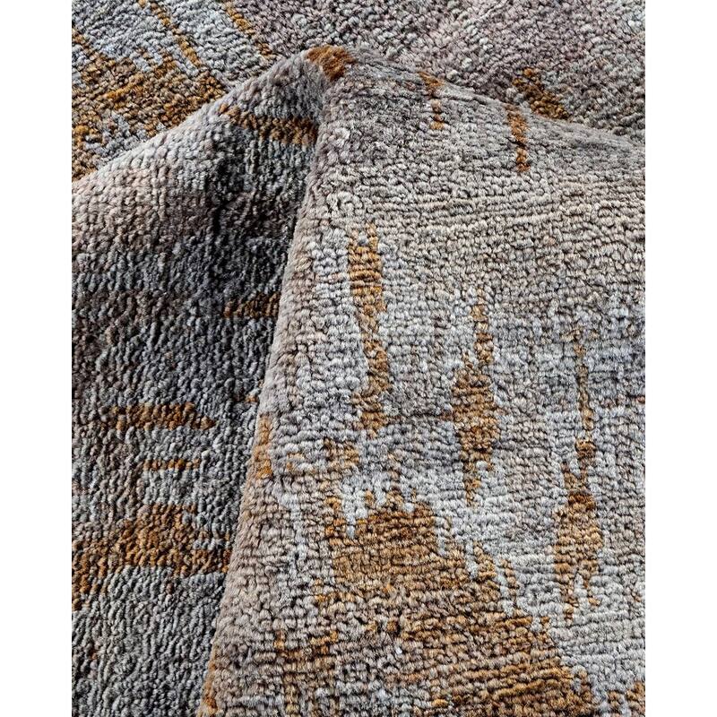 Overton Hand Knotted Wool Vintage Inspired Modern Contemporary Overdyed Gray Area Rug - 6' 2" x 8' 10"