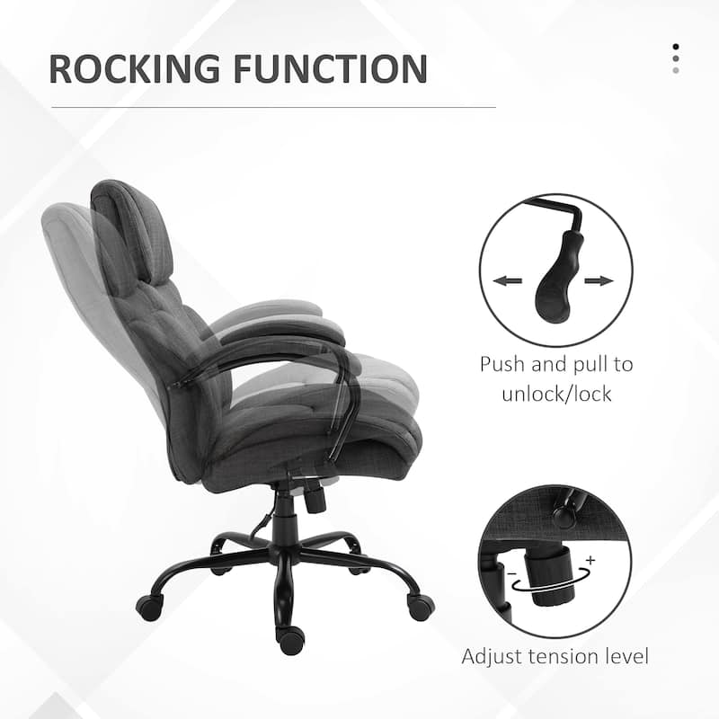 Heavy-Duty Executive Computer Chair for Big and Tall Users, 500lbs Capacity with Breathable Linen Upholstery