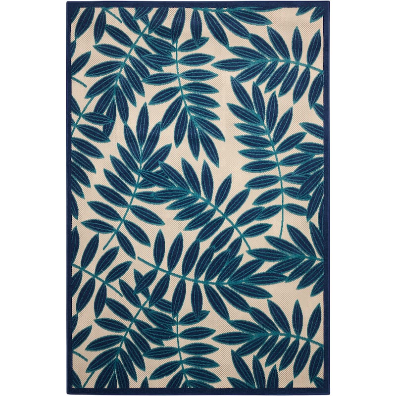 Nourison Alice Indoor/Outdoor Floral Area Rug - 7'10" x 10'6" - Navy
