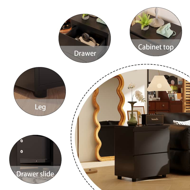 Modern 2-drawer Nightstand for Home Storage Chest End Table