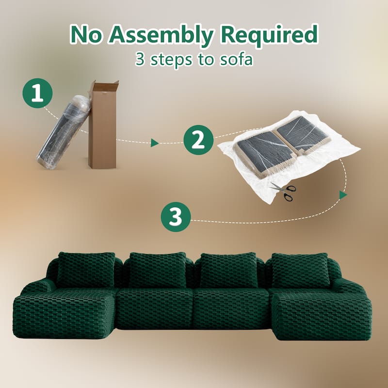 146" Modern U-Shaped Modular Sectional Sofa for Living Room,Flannelette Fabric,Oversized 4-Seater Couch