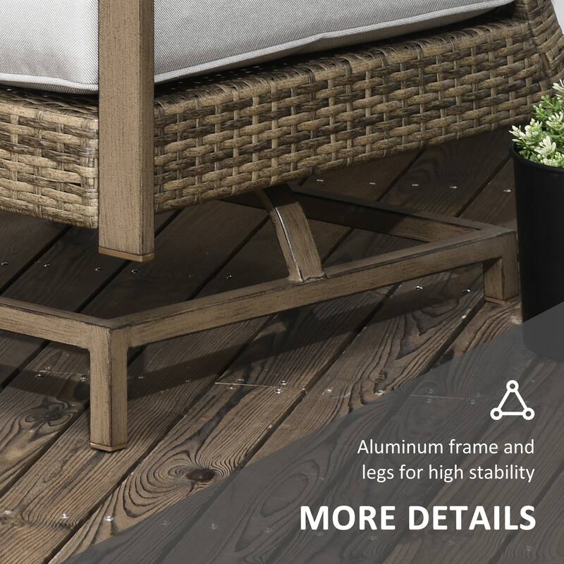 Outsunny 3-Piece Patio Bistro Set, PE Rattan Wicker Outdoor Furniture with Soft Cushions, 2 Rocking Chairs