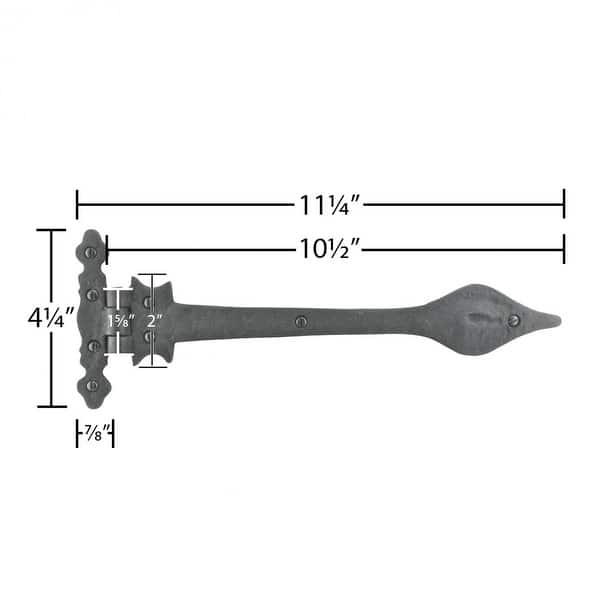 Black Wrought Iron Strap Hinge 111/4 in Spear Tip Flush Mount Strap