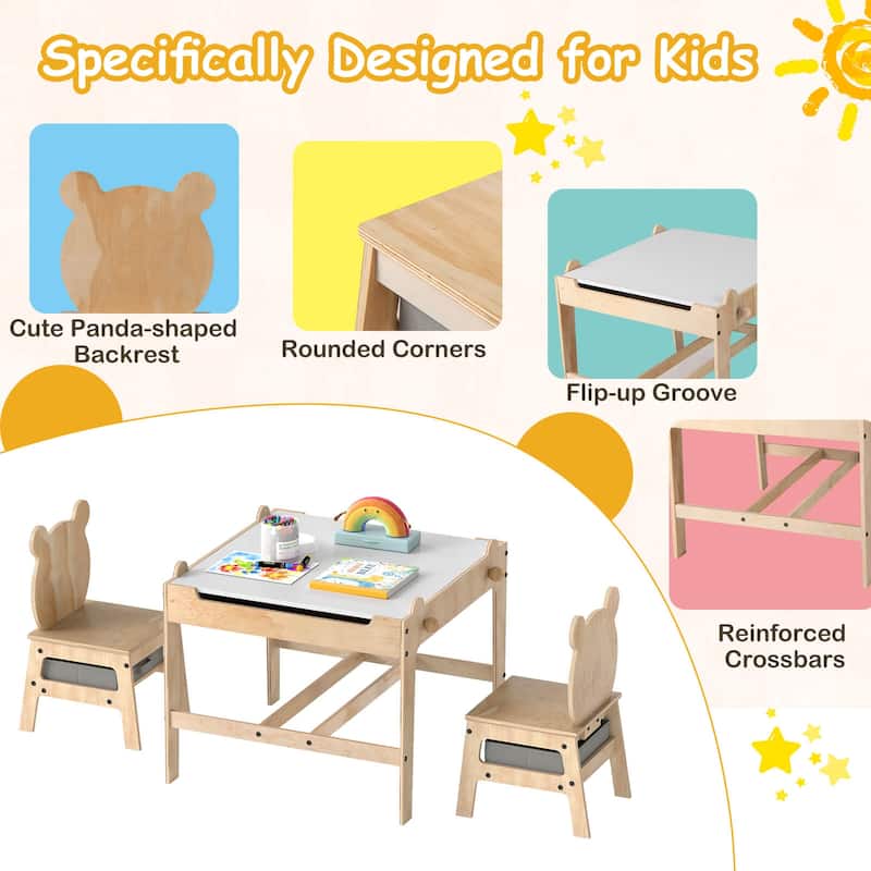 Costway Kids Table and Chairs Set 4 in 1 Children Activity Table with - See Details