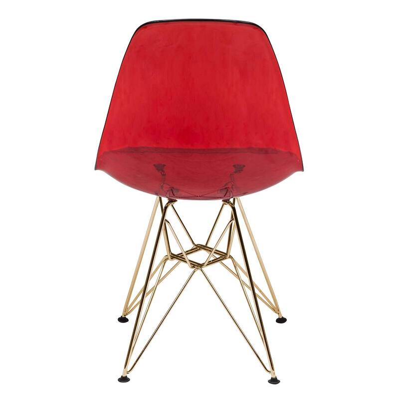 5-Piece Dining Set with 35" Round MDF Table and 4 ABS Plastic Side Chair with Gold Metal Legs