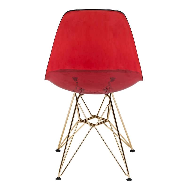 Crescro Set of 4 Acrylic Dining Banquet Side Chair in Gold Stainless Steel Frame for Indoor Outdoor Home Office & Kitchen