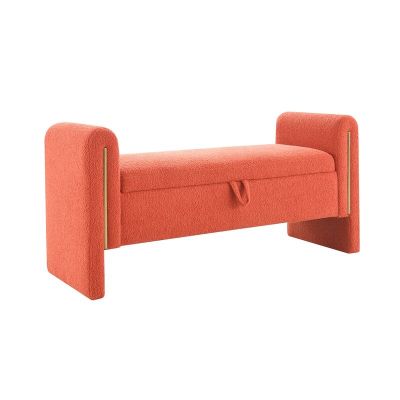 Modern Teddy Upholstered Bed End Bench with Storage and Arms