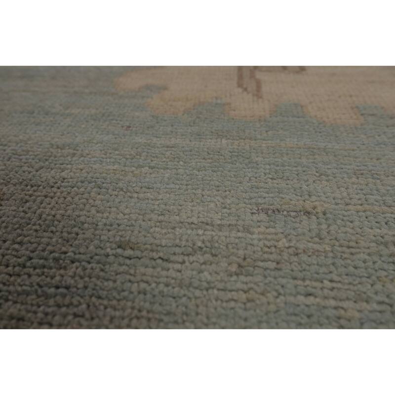 Light Blue Oushak Turkish Rug Hand-Knotted Wool Carpet - 9'0"x 11'10"