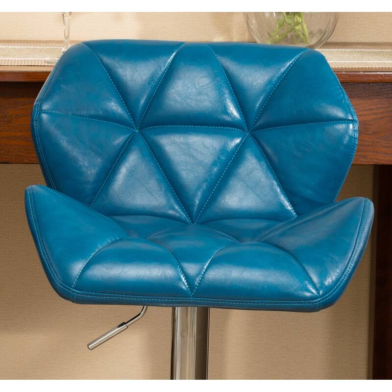 2-Piece Swivel Diamond-Tufted Leather Counter Stools Bar Stools with Adjustable Height & Footrest Dining Stools