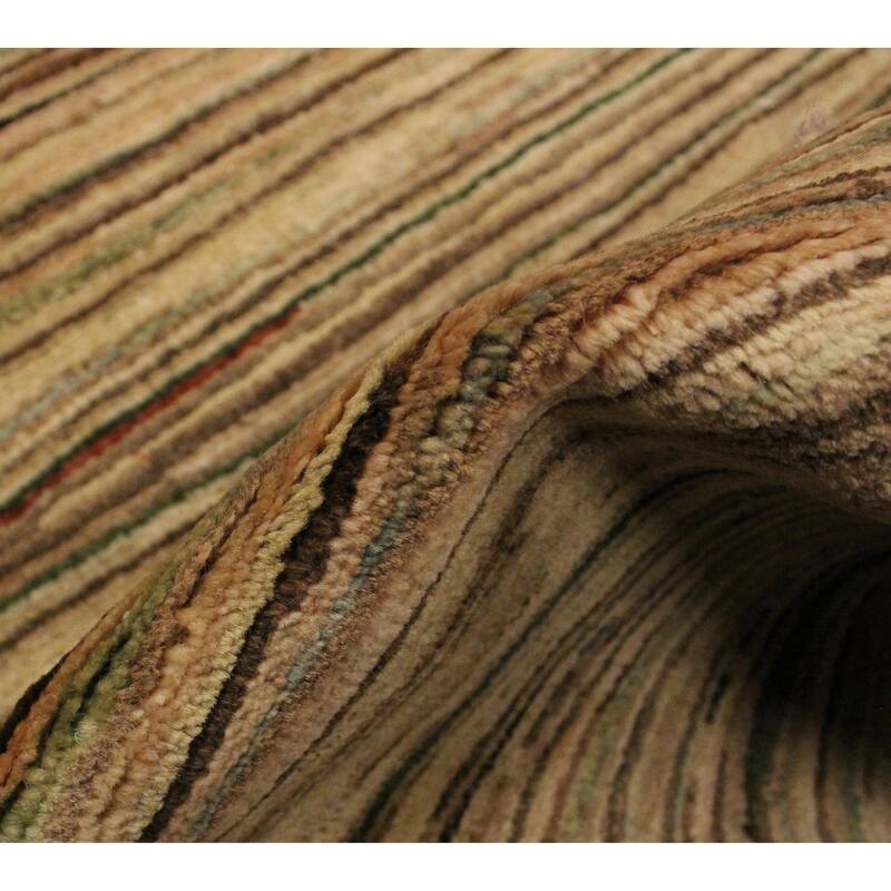 Modern Minimalist Gabbeh Hand Knotted Wool Area Rug