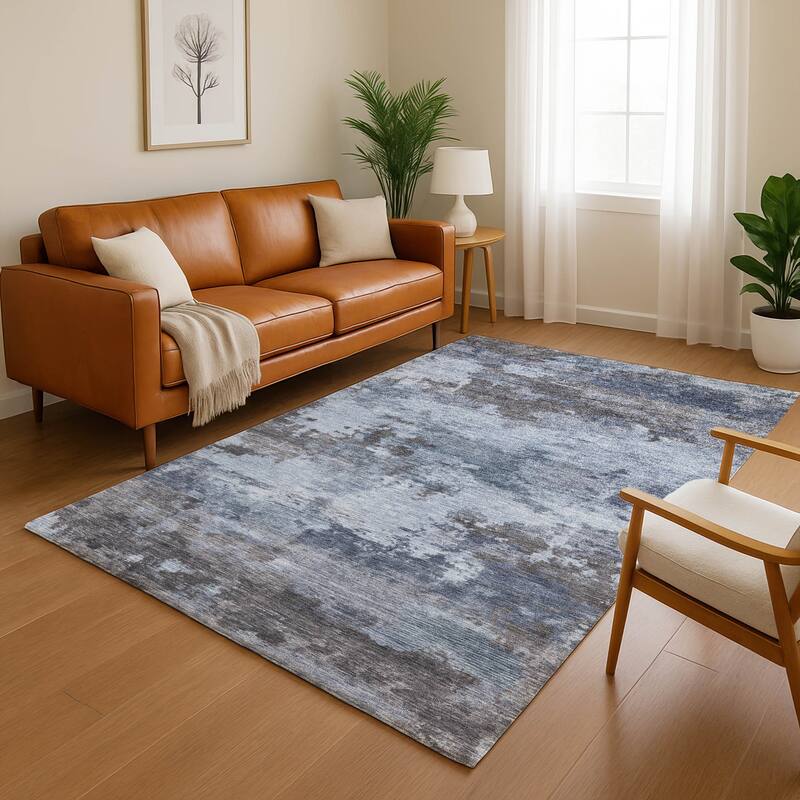 Premium Washable Super Soft Modern Chic Mayfield Rug - Blue - 10' x 14'