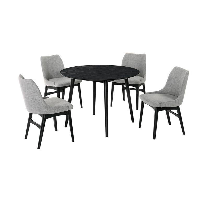 Round Dining Set 5 Piece Wood Table and Chairs Modern Kitchen Set