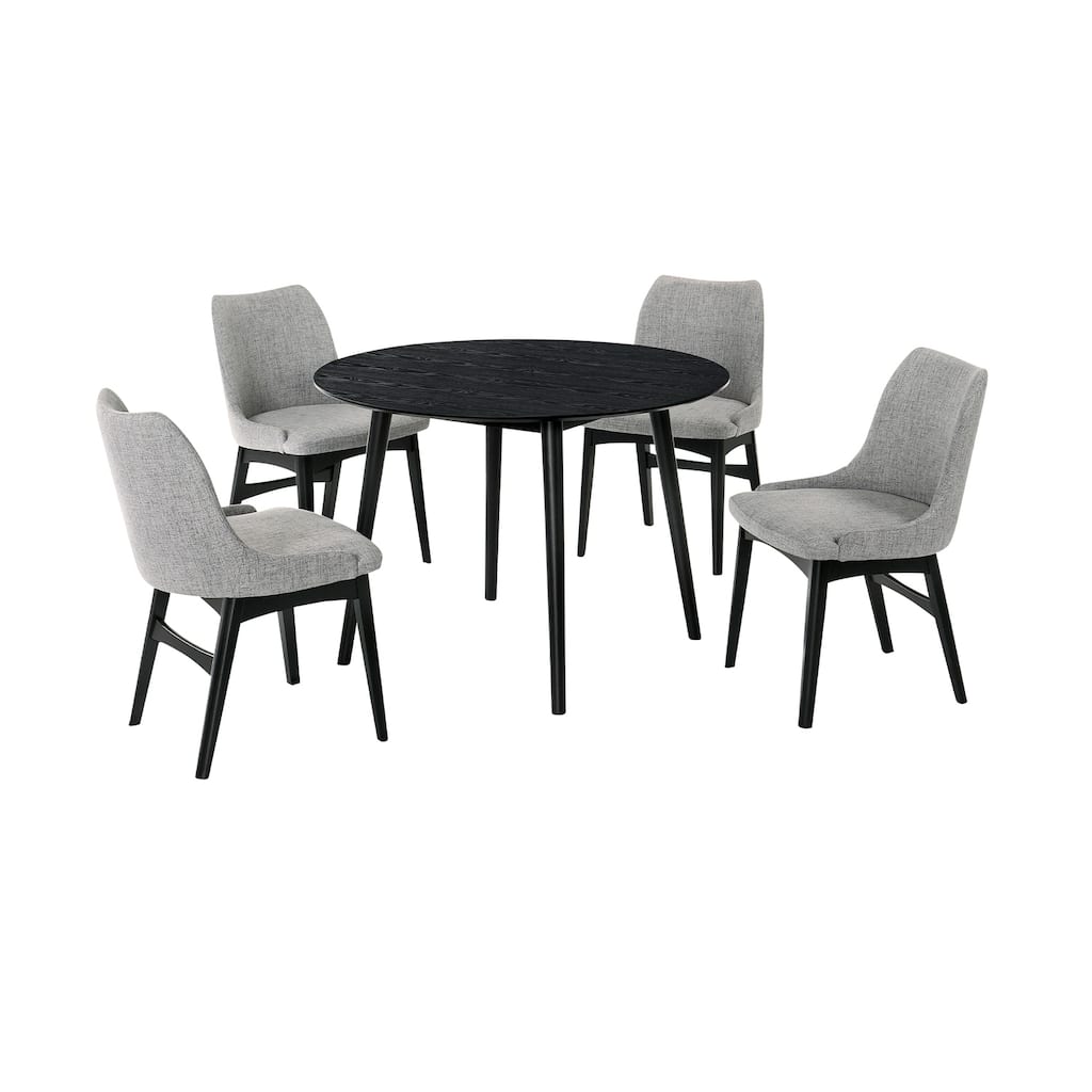Round Dining Set 5 Piece Wood Table and Chairs Modern Kitchen Set