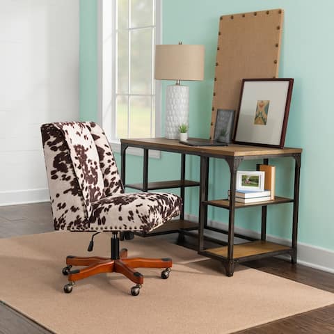 Brown & White Cow Print Plush Office Chair