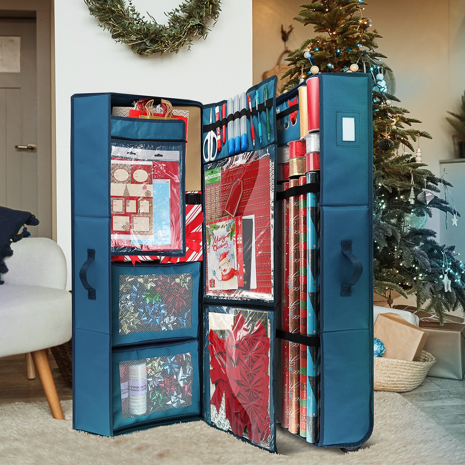 Hearth & Harbor Premium Christmas Wrapping Paper Storage Organizer Bag -  14x40x6 - On Sale - Bed Bath & Beyond - 30361322