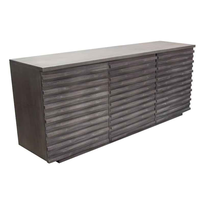 Tily Sideboard Buffet Cabinet w 3 Doors, 69 Inch Smoke Gray Wood