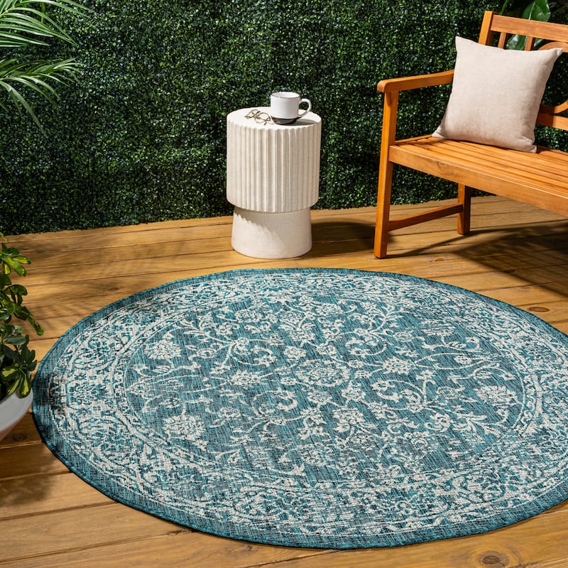 JONATHAN Y Sinjuri Bohemian Textured Weave Floral Indoor/Outdoor Area Rug