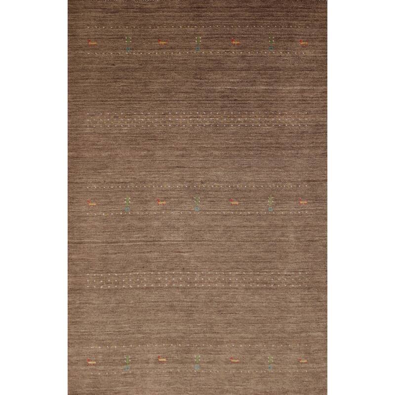 Hand Knotted Oriental 100% Wool Carpet Tribal Animal Pictorial Brown Gabbeh Area Rug - 7' 0'' X 5' 2''
