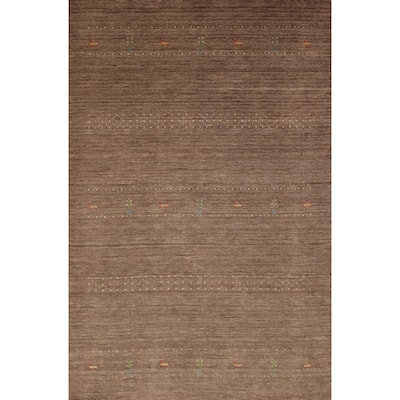 Hand Knotted Oriental 100% Wool Carpet Tribal Animal Pictorial Brown Gabbeh Area Rug - 7' 0'' X 5' 2''