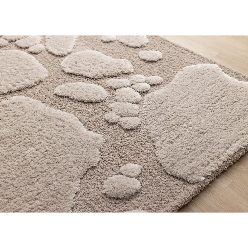 Luxurious Taupe Sand Stepping Stones High-Low Textured Rug