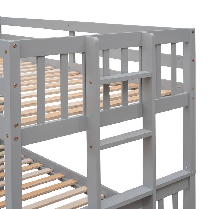 Twin-Over-Full Bunk Bed with Twin size Trundle , Separable Bunk Bed with Drawers for Bedroom