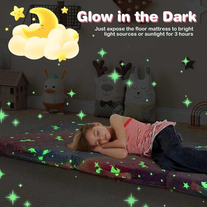 Gymax Foldable Floor Mattress for Kids Glow in the Dark Toddler Nap