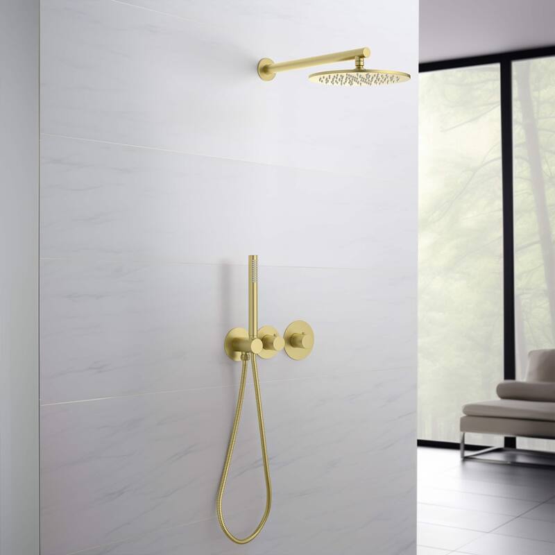 Circular 2 Function Thermostatic Shower System With Rough In Valve
