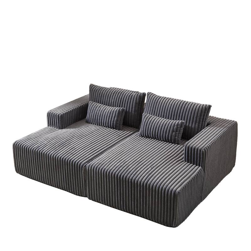 Modern 87" Cloud Plush Lounge Chaise, Fluffy Sleeper Chair with Reclining Sofa Bed for Living Room