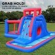 preview thumbnail 3 of 4, Sunny & Fun 2-in-1 Bounce & Blast Inflatable Water Slide Park & Bounce House with Air Pump - Blue