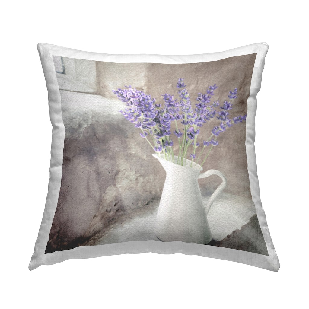 Stupell Lavender Sprigs in Vase Printed Throw Pillow by LSR Design Studio