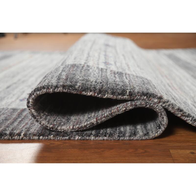 Hand Knotted Oriental 100% Wool Carpet Tribal Tribal Greys & Charcoal Gabbeh Area Rug - 7' 7'' X 5' 6''