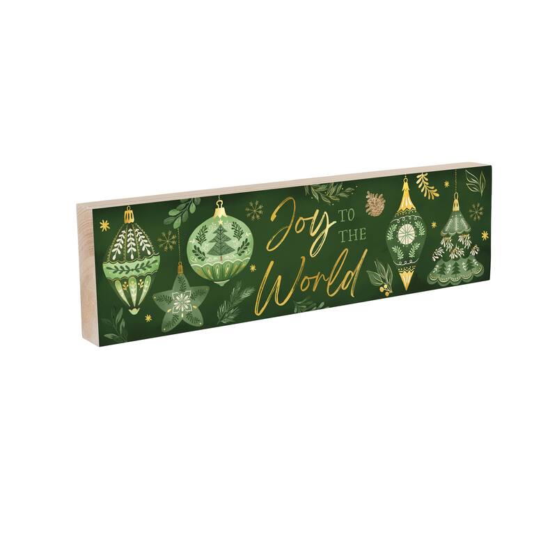 Shades of Green Mantel Sign - "Joy To The World" - 18" x 5" - Multicolor