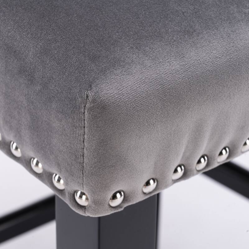 Upholstered Wing-Back Barstools Set of 2/4, Leisure Bar Chairs with Button Tufted Decoration, Wooden Legs and Nailhead Trim
