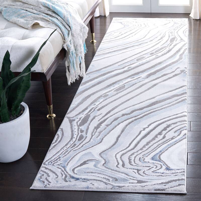 SAFAVIEH Craft Zdravka Modern Abstract Rug - 2'3" x 8' Runner - Blue/Grey