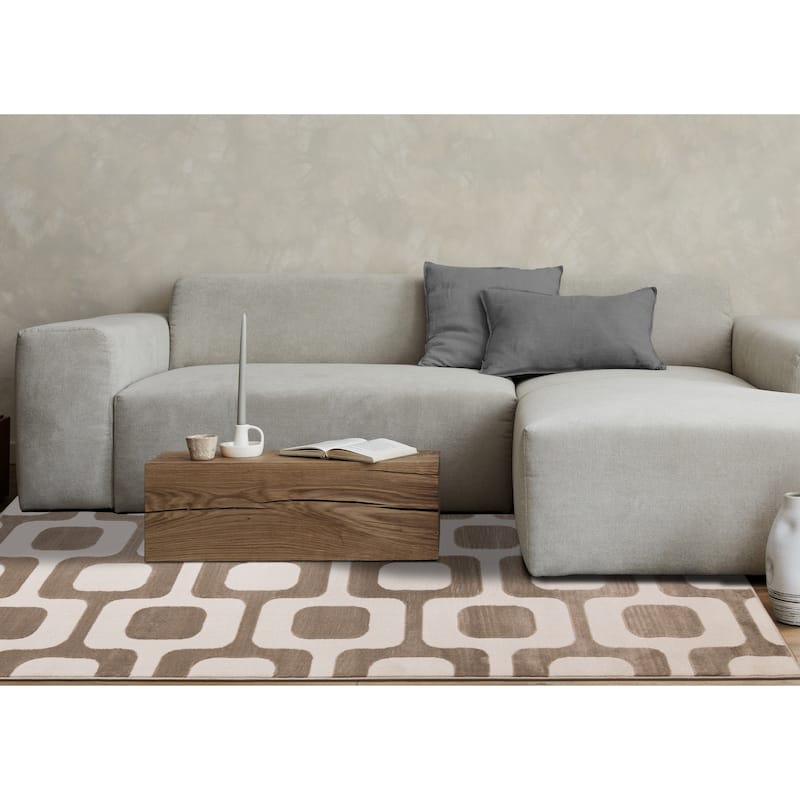Leonardo Brown Cream Vintage Patterned Area Rug