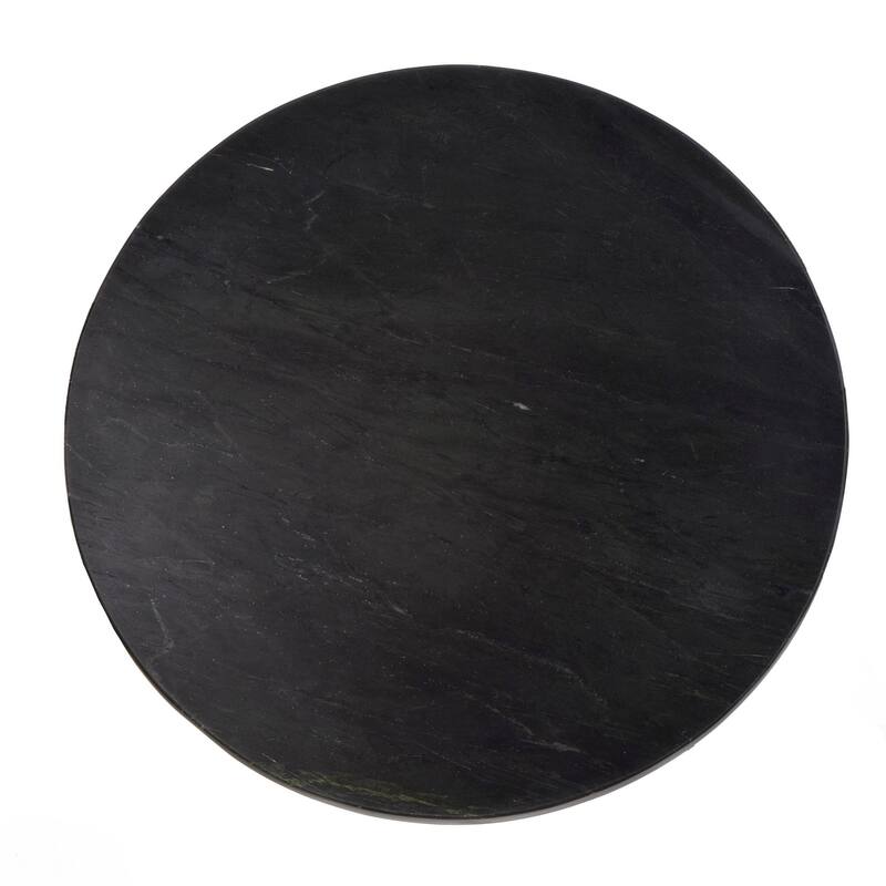 Accent Table with Round Marble Top - 24" - Black