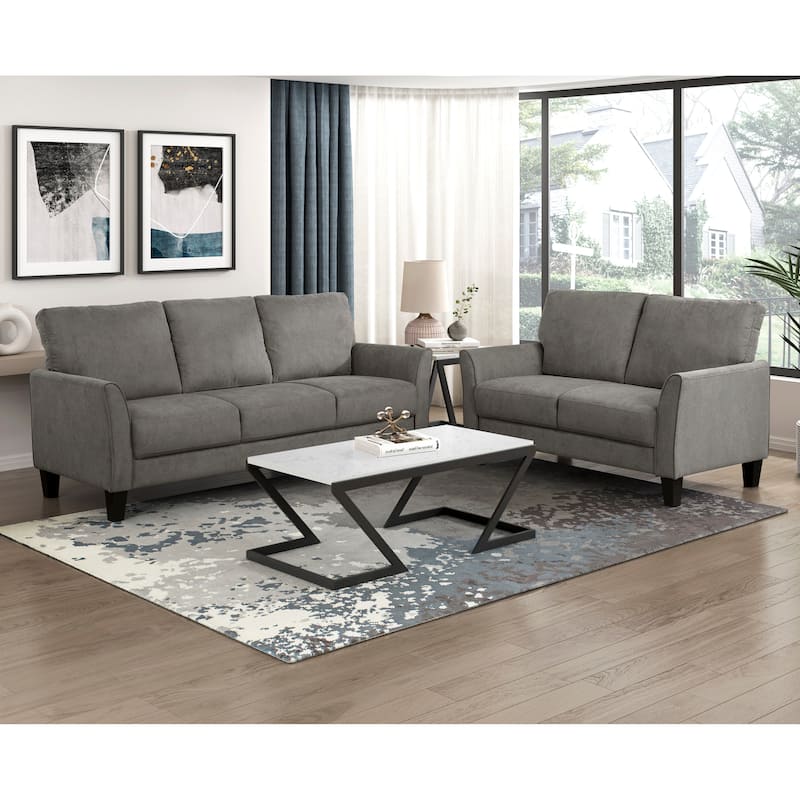 Felix Textured 2-Piece Living Room Set - Wood Finish Exposed Feet