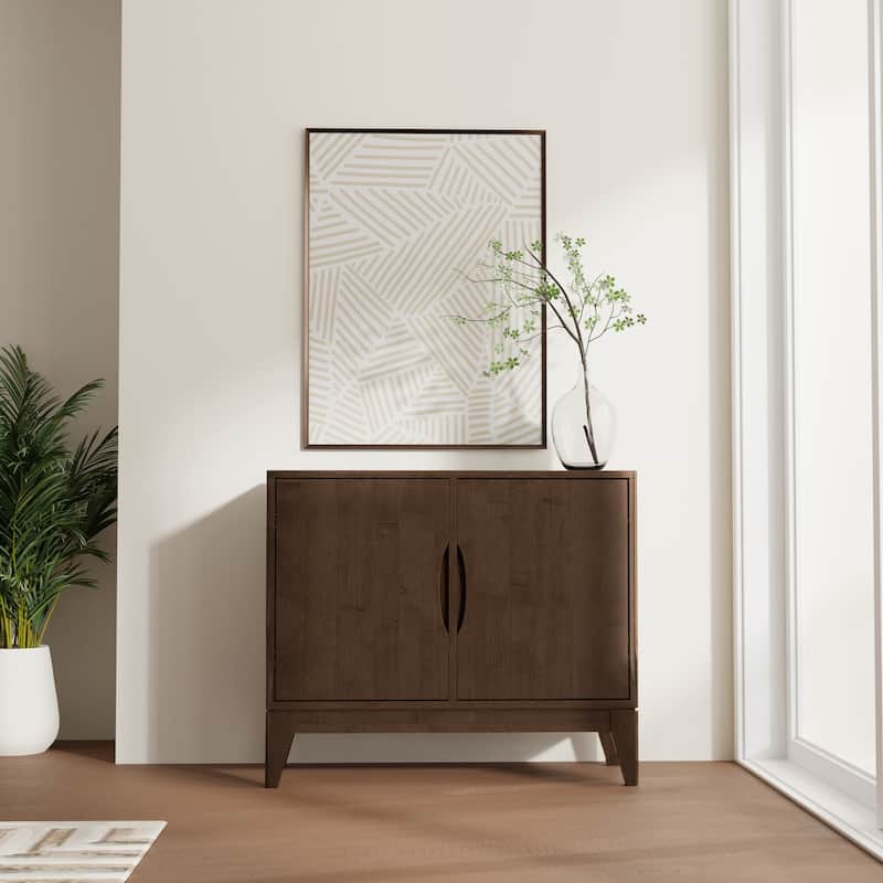 WYNDENHALL Pearson SOLID HARDWOOD 38" Wide Rectangle Modern 2 Door Sideboard Buffet/Storage Cabinet in Walnut Brown - Walnut Brown
