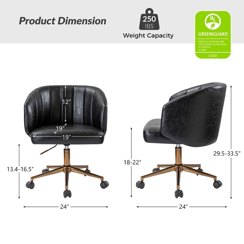 Gia Mid-century Modern Vegan Leather Ergonomic Office Chair by HULALA HOME